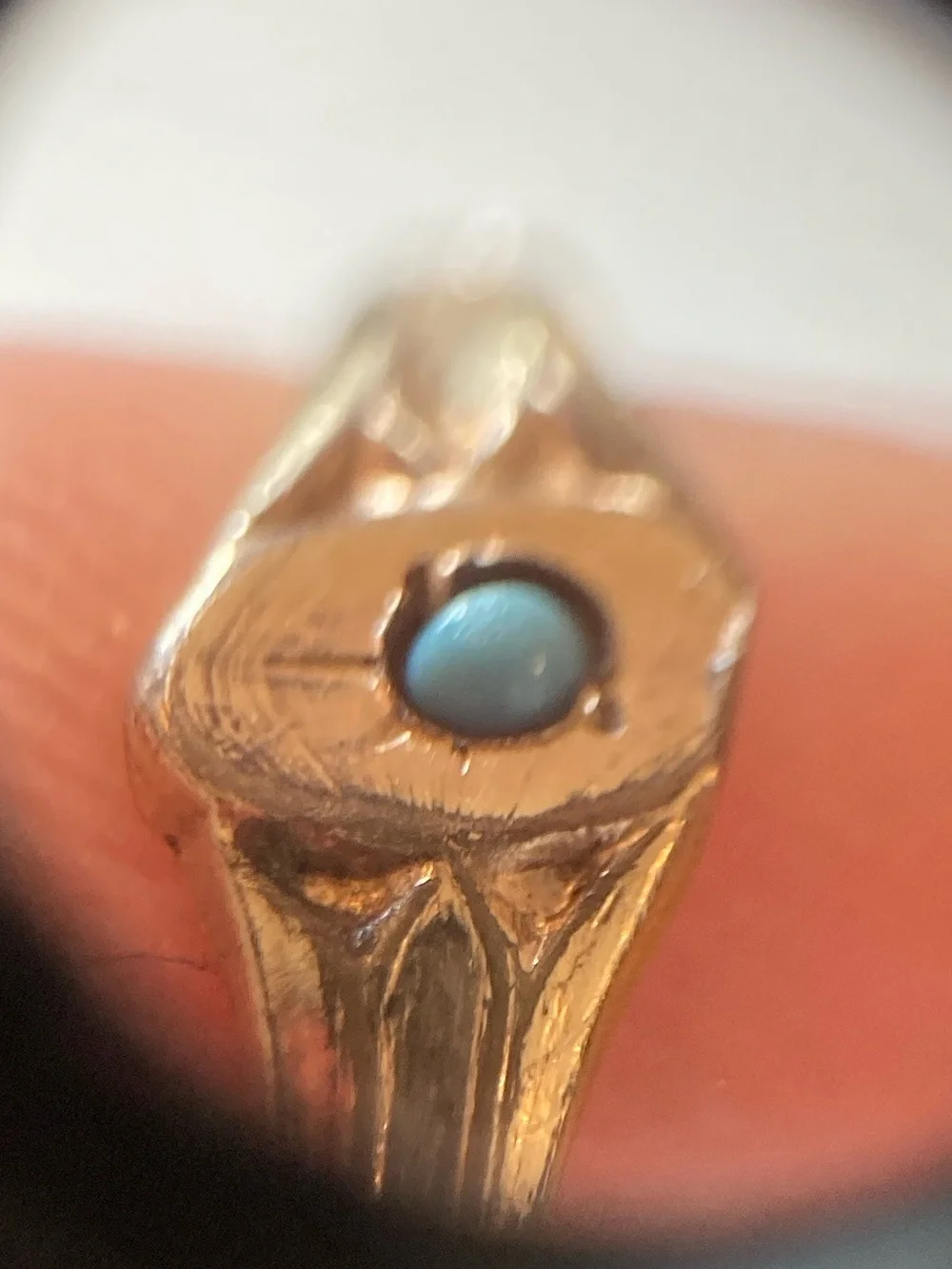 Antique Victorian Turquoise Gold-Filled Ring, Tiny Size, As Is